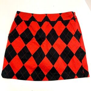 Loudmouth Ladies Womens 2 Golf Skirt Skort Red Black Argyle Diamond Stretch